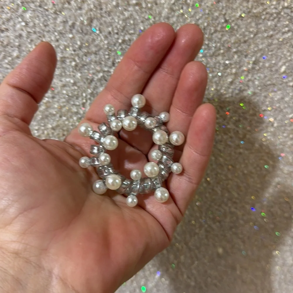 Elegant Silver and Pearl Cluster Hair Ties